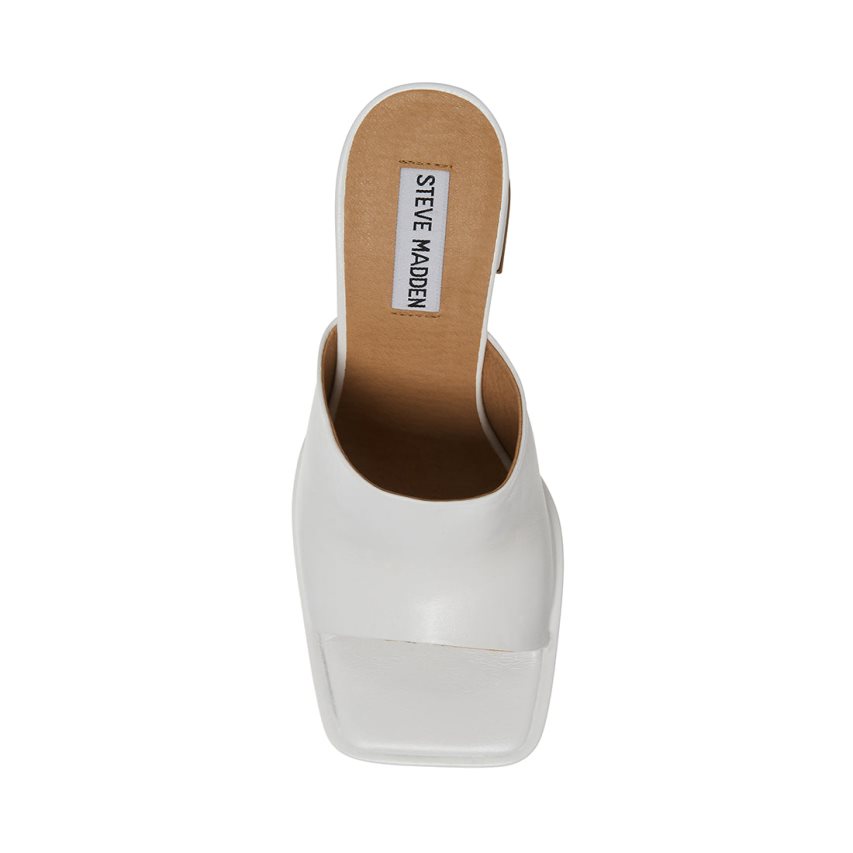 White Steve Madden Alex Leather Women's Mules | PH 5824OBJ